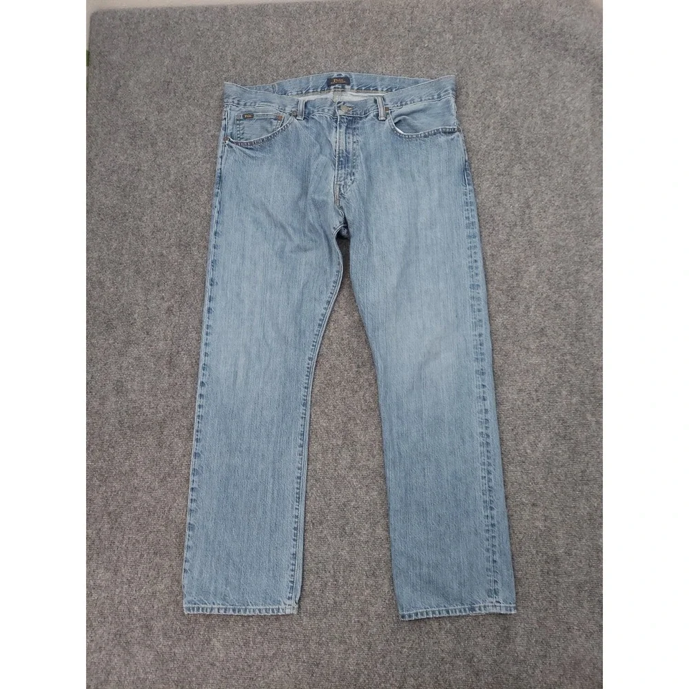 Polo Ralph Lauren Jeans Mens 36x32 Blue Light Wash Straight 100% cotton Preppy